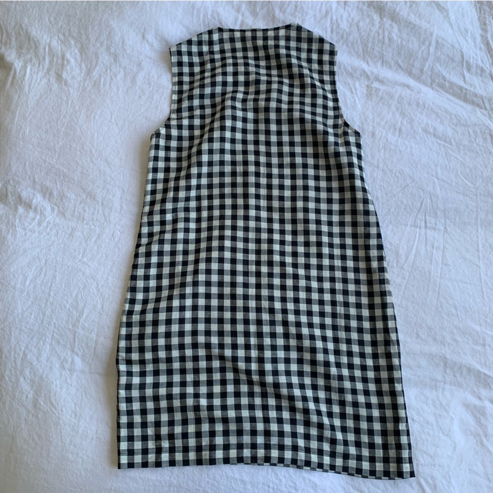 Doen Coralie Linen Button Sleeveless Mini Dress Marilyn Gingham Black White - Picture 9 of 12